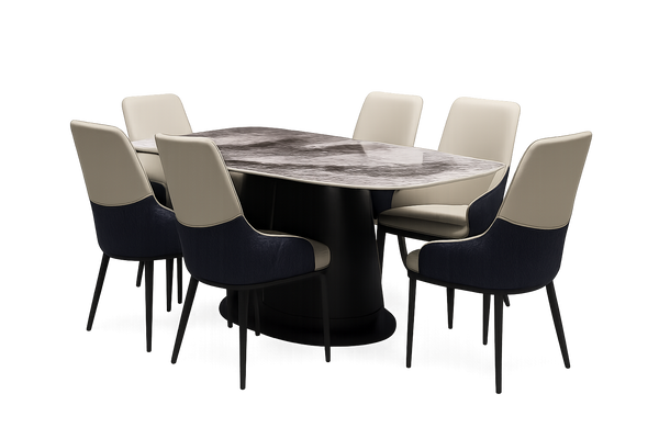 Minnie Marble Dining Set 1+6