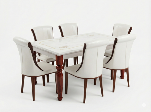 Raya Marble Dining Set 1+6